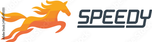 Speedy horse logo design featuring a running mustang with orange and yellow gradients for delivery service and fast logistics branding,