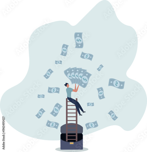 Earn money make profit from investment, savings, income or salary increase, get rich and earn more wealth concept.person's life situation and his activities.