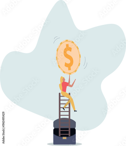 Financial plan investment strategy, decision to make profit or pay off debt, contemplation or thinking about savings and wealth concept.person's life situation and his activities.