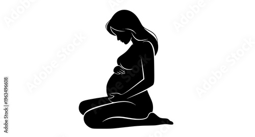 Pregnant woman kneeling silhouette