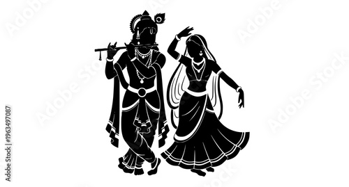 Krishna and radha in traditional indian attire