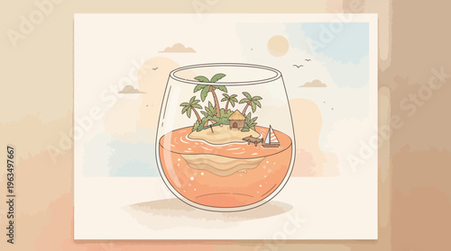 Cocktail Glass with Tropical Drink.