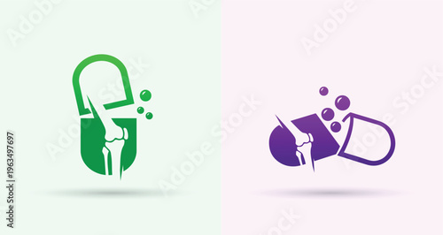 Orthopedic Medicine Capsule Logo for Clinic Pharmacy Pain Treatment Branding
