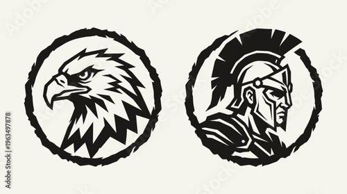 Eagle head and ancient warrior helmet.