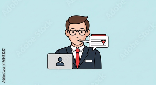 Illustration of a Customer Service Representative Providing Online Support.
