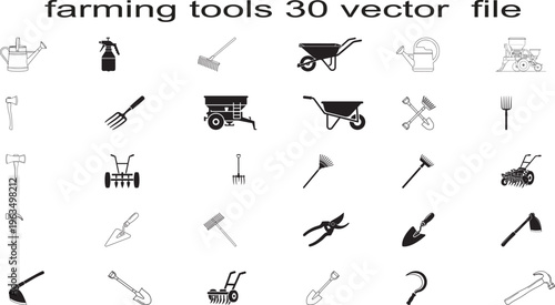 Farming Tools Vector Icons Collection agriculture garden