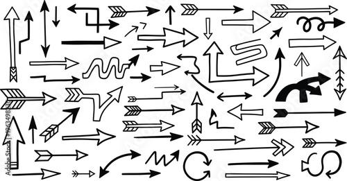 Collection of various arrows and directional symbols