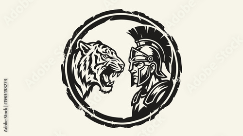 Tiger and Gladiator Facing Each Other.