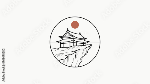 Traditional Asian Temple Architecture Design.