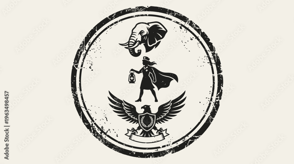 Obraz premium Vintage superhero emblem with eagle.