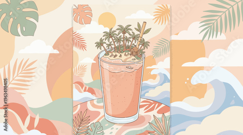 Tropical Drink with Pineapple Garnish.
