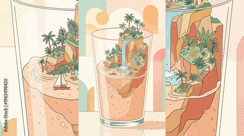 Tropical Drink with Palm Trees Inside.