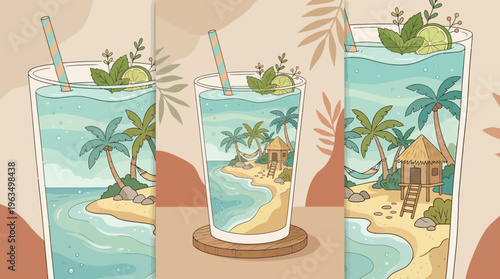 Tropical drinks with straws and limes.