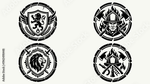 Viking warrior helmet axe logo emblem.