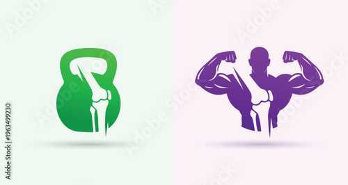 Orthopedic Muscular Torso, Kettlebell  Logo for Sports Rehab Fitness Clinic Branding
