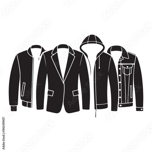 Winter jacket icon silhouette minimal outerwear clothing fashion illustration design