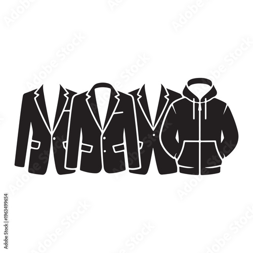 Jacket icon set collection different styles outerwear clothing fashion illustration