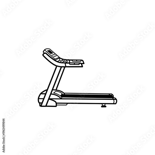 Running treadmill fitness equipment outline icon for exercise and gym concept