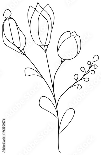 Floral Doodle Clipart for Worksheets Hand Drawn Flowers