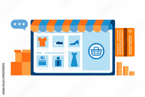 Modern Flat Online Store Application Illustration for Business and Commerce