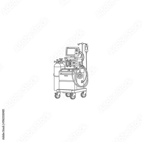 Medical anesthesia machine healthcare equipment line art
