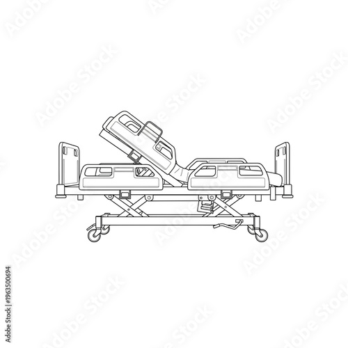Adjustable medical hospital bed icon for healthcare