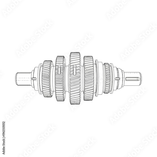 Abstract technical engineering gear component illustration