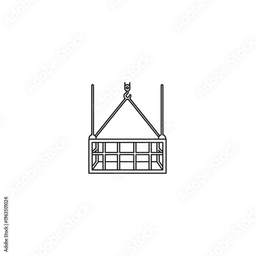 Industrial crane hook lifting cargo container icon