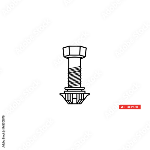 Industrial steel bolt and nut technical vector illustration