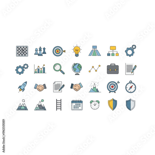 Strategic business development icon collection