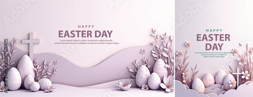 Elegant easter day background, Decorative happy easter day background for website, social media template