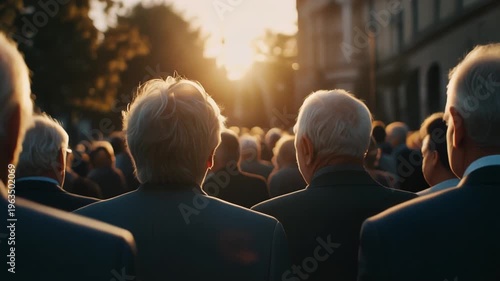 Group of people with sunlight conceptual visuals of crowd and silhouette