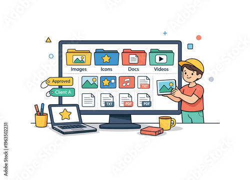 Digital file organization and management on a computer screen