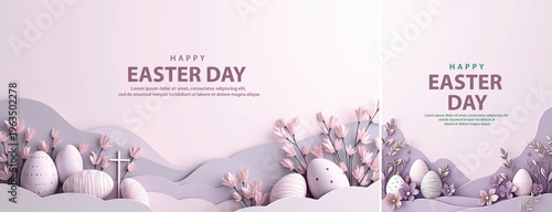 Elegant easter day background, Decorative happy easter day background for website, social media template