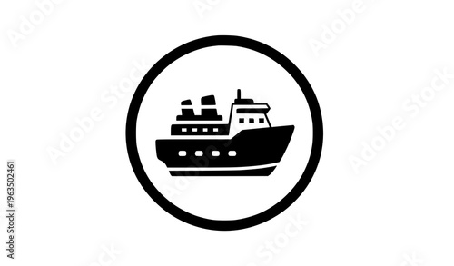 Polar ship glyph icon in circle vector modern icebreaker symbol for mobile app and branding