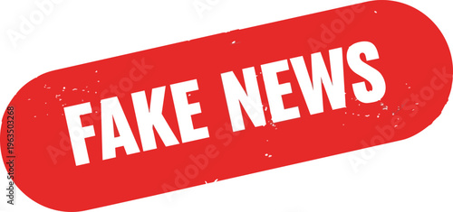 Fake news red stamp label with distressed texture isolated on abstract background misinformation concept vector illustration design.