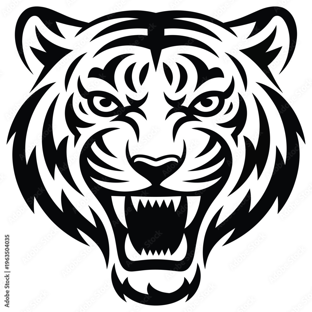 Obraz premium Tiger and lion head vector tattoo illustration