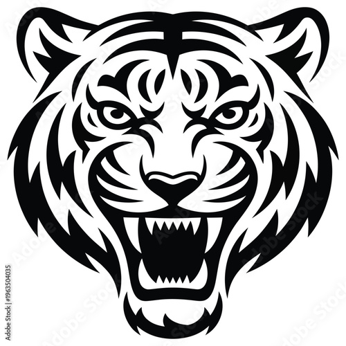 Tiger and lion head vector tattoo illustration
