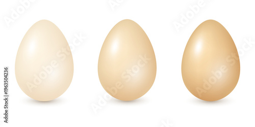 Three brown realistic Easter eggs vector set isolated on transparent background