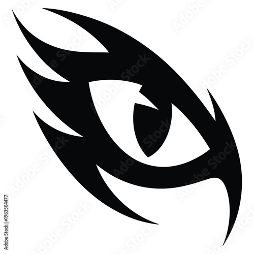 Abstract face with eye in black vector illustration