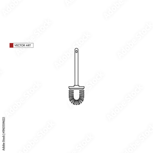 Toilet cleaning brush tool linear icon illustration