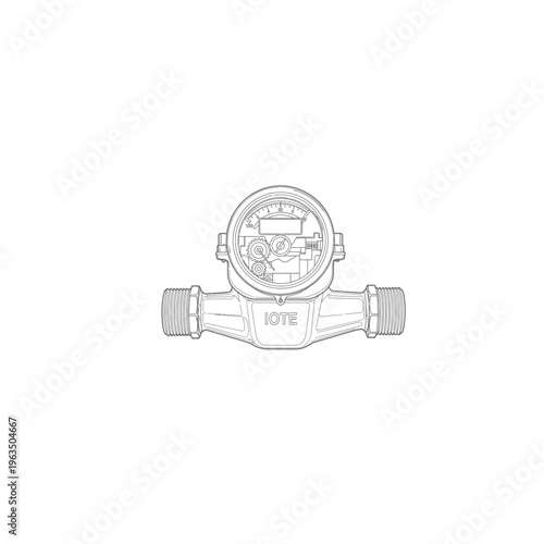 Water meter technical outline icon