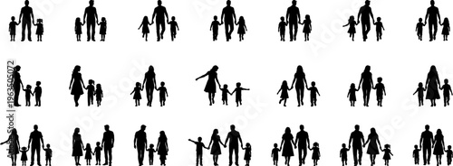 Set Of Family Silhouette Vector 