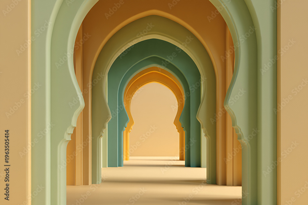 Fototapeta premium Minimal Islamic Arch Mihrab Background with Elegant Design