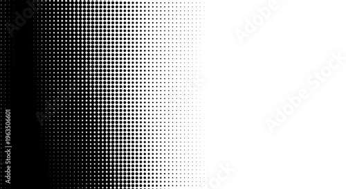 Gradient halftone dot pattern with black to white transition effect featuring texture, design element, graphic resource with monotone and shading