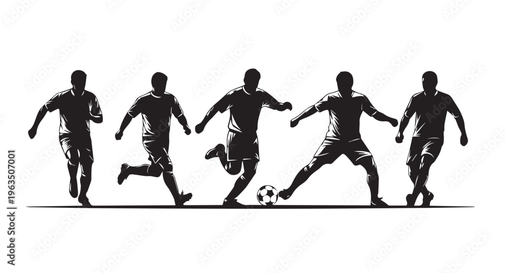Obraz premium Silhouette of soccer players in action