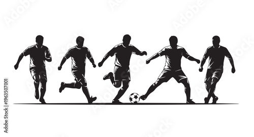 Silhouette of soccer players in action