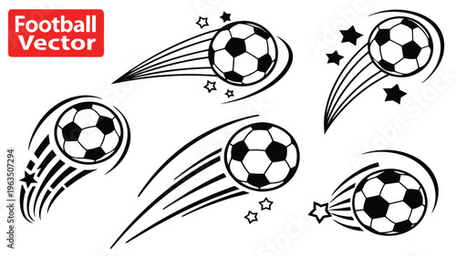 Collection of whimsical soccer ball-shaped paper airplanes in flight