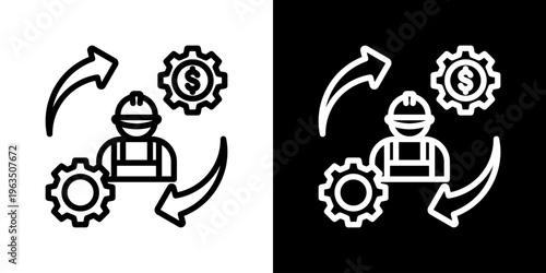 Management Icon Set Vector Collection Isolated In Black And White