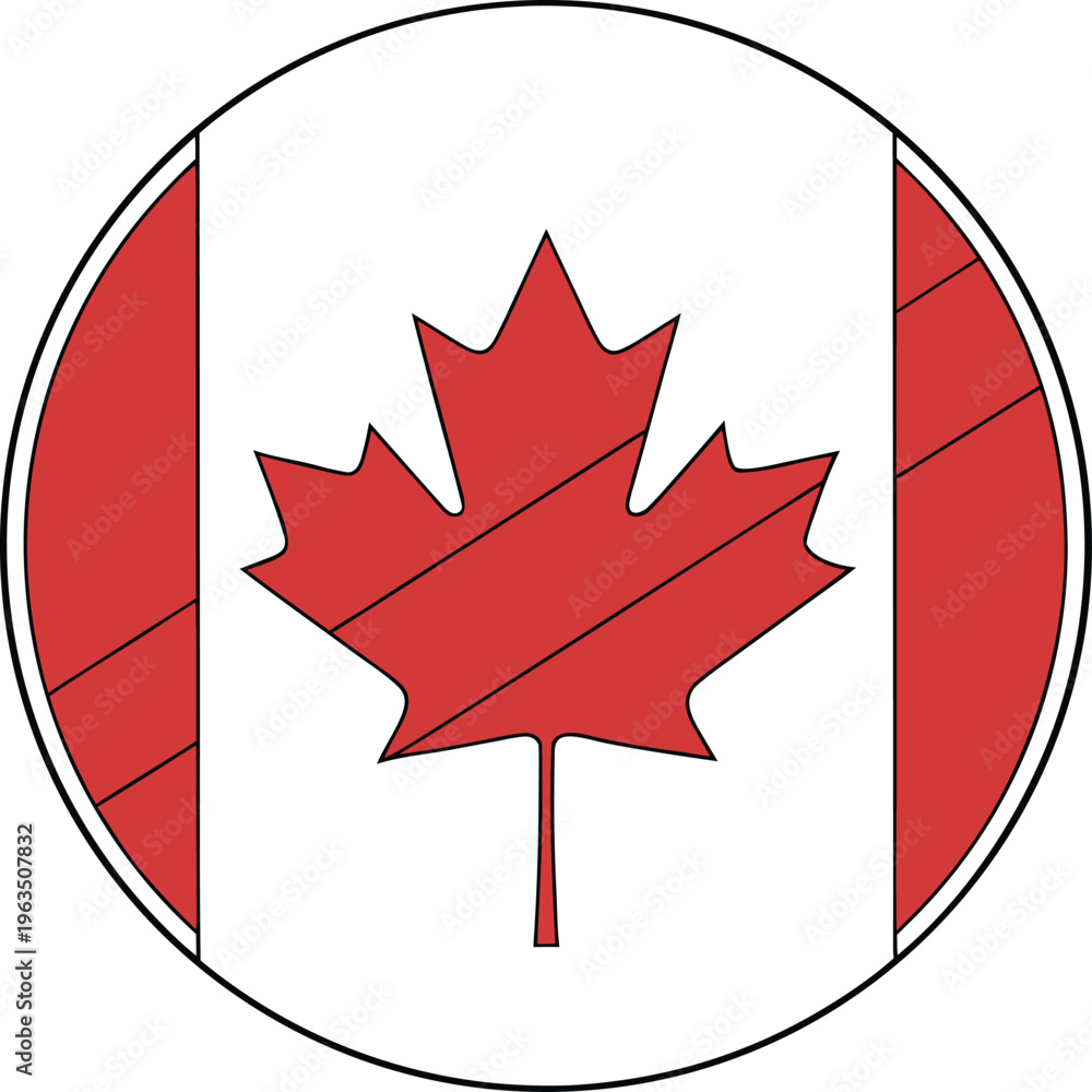 Fototapeta premium canada national flag circular badge icon maple leaf design